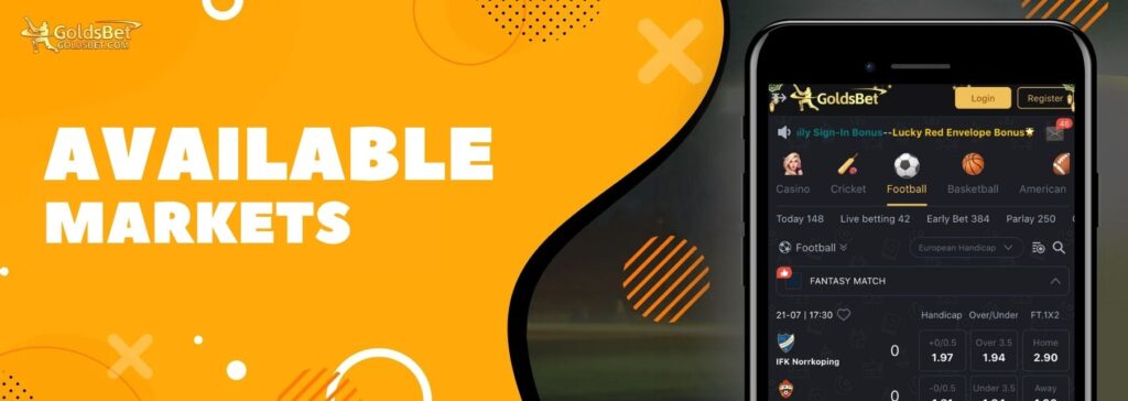 Goldsbet Indian app Available Markets overview